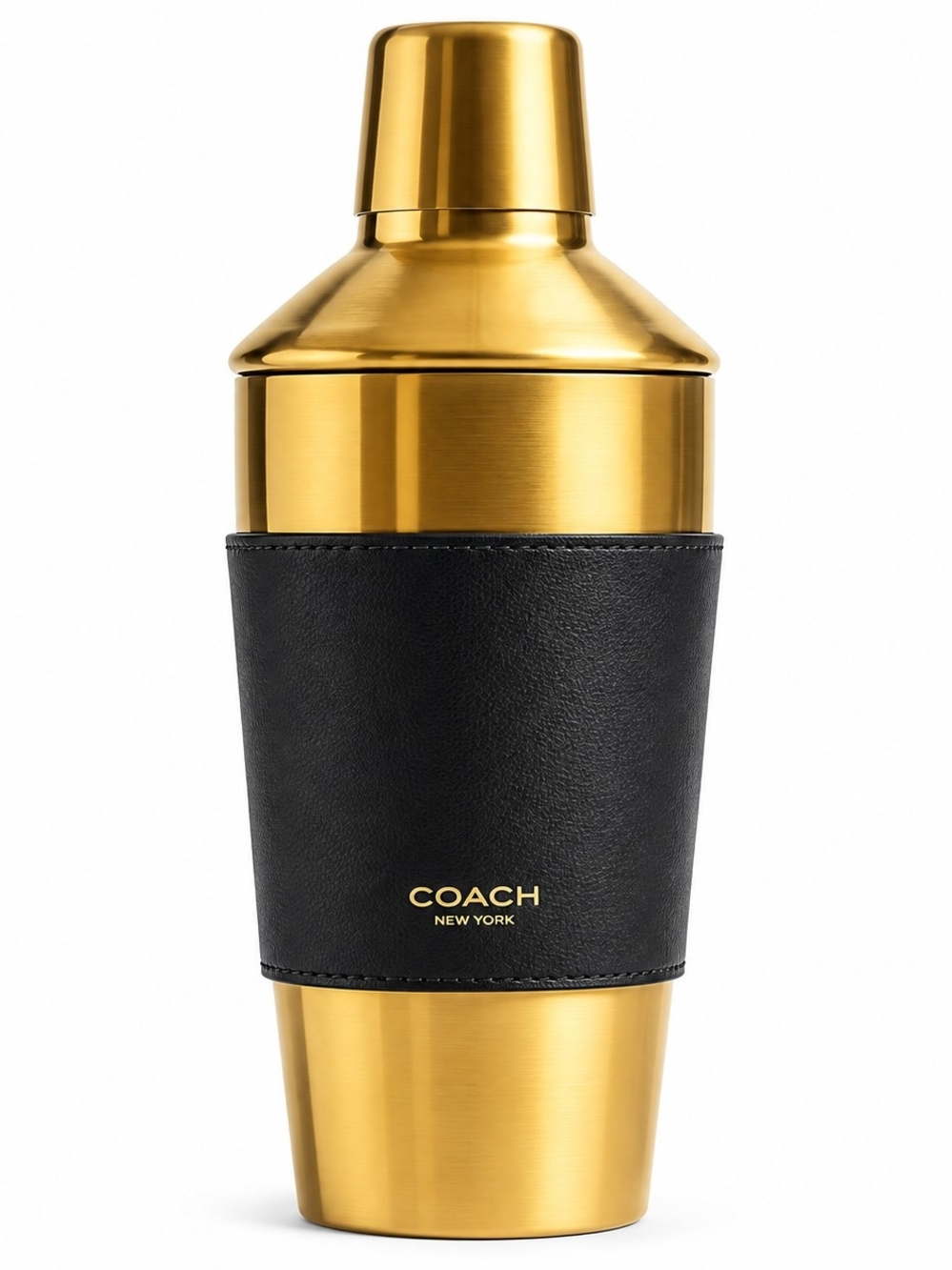 Coach Cocktail Shaker Black Glovetanned Leather Luxury Barware Gift NIB